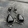 Vintage Black Stone Drop Earring Indian Jewelry Geometric Triangle Hollow Ear Jewelry For Women Girls