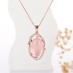 S925 pink beauty Pink Crystal Pendant