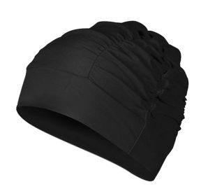 Black - Polyester Women Swimming Cap Long Hair Ladies Bathing Cap Swimming Hat