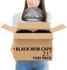 Pack of 1000 Black Mob Caps 21' Hair Caps with Elastic Stretch Band Disposable Polypropylene Hair Cover Caps Unisex Hair Covers for Food Service Breat