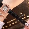 Fashion Women's Watches for Women Starry Square Rhinestone Quartz Wrist Watch Ladies Casual Black Leather Watch