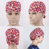 Red Scrub Cap Unisex Work Cap Adjustable Tie Back Scrub Cap Cotton Breathable Scrub Cap Men Women