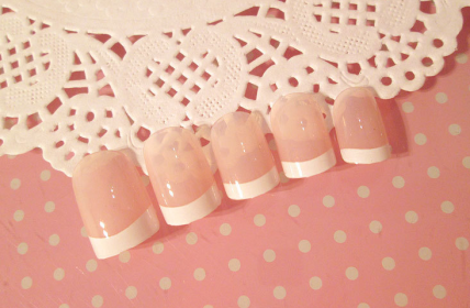 Nail art  Nail art finished French long fake nail patch long French (Option: Light pink)