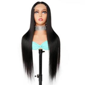 Glueless Transparent HD 4*4 Frontal 4x4 Lace Front Brazilian Real Human Hair Yaki Kinky Straight Closure Wig For Black Women (Stretched Length: 20 Inches (503mm)(+$55.00))