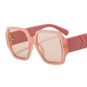 Fashion Women Square Sunglasses Shades UV400 Vintage Oversized Candy Color Eyewear Men Gradient Gray Lens Sun Glasses (Lenses Color: pink champagne)