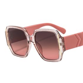 Fashion Women Square Sunglasses Shades UV400 Vintage Oversized Candy Color Eyewear Men Gradient Gray Lens Sun Glasses (Lenses Color: champagne tea pink)