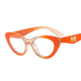 Women Sunglasses Fashion Cat Eye Sunglass Rrainbow Color Frame Sun Glasses Retro UV400 Gradients Shades Anti Blue Eyewear (Lenses Color: orange clear)