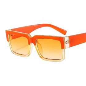 Retro Square Sunglasses Women Fashion Brand Designer Yellow Brown Shades UV400 Men Trending Contrast Color Sun Glasses (Lenses Color: orange orange)