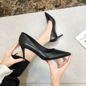 Baldauren Women Pumps High Heels Pointed Toe Black Shoes OL Office Shoes Heeled New Fashion Big Size Shoes for Women (Color: 7CM  heel height, size: 5)