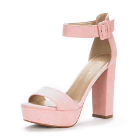 Dream Pairs Platform Sandals High Heels Women Shoes 2022 Summer Black Nude Sexy Hi-Lo Chunky Heel Pumps Buckle Sandals for Woman (Color: PINK SUEDE, size: 8 US)