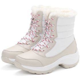 Women Boots White Winter Shoes For Women Ankle Boots Super Warm Snow Botas De Mujer Black Platform Shoes With Heels Boots Female (Color: White, size: 9)