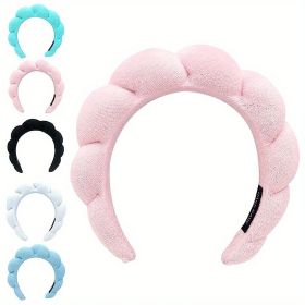 Sponge Spa Headband for Women - Soft Terry Towel Fabric for Face Washing, Makeup Removal, and Skincare - Perfect for Spa Days and Daily Use (Color: Pink)