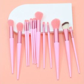 13pcs Soft and Fluffy Makeup Brush Set for Flawless Application of Foundation, Blush, Powder, and Eyeshadow - Beauty Tool for Professional Results (Color: Pink)