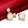 Plated Silver Spherical White/Black Pearl Earring For Woman Fashion Party Wedding Engagement Party Jewelry