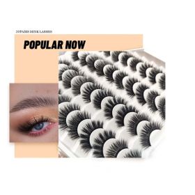 USA 20 Pairs False Eyelashes Soft Natural Extension Black 3D Makeup Lashes Black (Quality: 20Pairs)