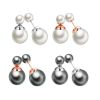 Plated Silver Spherical White/Black Pearl Earring For Woman Fashion Party Wedding Engagement Party Jewelry