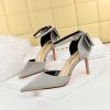 Women's Pumps; Sweet beauty thin heel high-heeled shoes; pointed satin hollow back bow knot high-heeled shoes