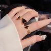 2022 New Creative Metal Black Enamel Peach Heart Stitched Gold Color Rings Accessories For Women at Korean Fashion Jewelry Party