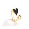 2022 New Creative Metal Black Enamel Peach Heart Stitched Gold Color Rings Accessories For Women at Korean Fashion Jewelry Party