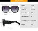 Fashion Women Square Sunglasses Shades UV400 Vintage Oversized Candy Color Eyewear Men Gradient Gray Lens Sun Glasses