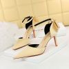 Women's Pumps; Sweet beauty thin heel high-heeled shoes; pointed satin hollow back bow knot high-heeled shoes