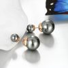 Plated Silver Spherical White/Black Pearl Earring For Woman Fashion Party Wedding Engagement Party Jewelry