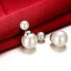 Plated Silver Spherical White/Black Pearl Earring For Woman Fashion Party Wedding Engagement Party Jewelry