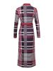 Bodycon Plaid V-neck Dress Without Belt, Elegant Long Sleeve Dress For Spring & Fall, Women's Clothing