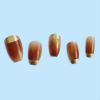 24 pcs Golden Tip Brown Square Press On Nails - Full Cover Static Nails for Women - Acrylic False Nail Kit